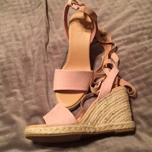Pink shade espadrille wedges